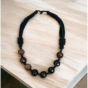 Chunky Boho Polished Multi Facteted  Natural Stone Beaded 20" Necklace